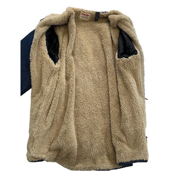 Vintage Wrangler Authentic Mens Long Sleeve Denim Sherpa Lined Shirt Jacket XL - Picture 2 of 7